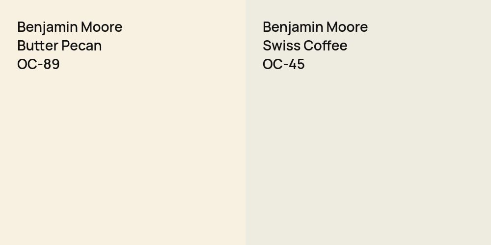 Benjamin Moore Butter Pecan vs. Benjamin Moore Swiss Coffee