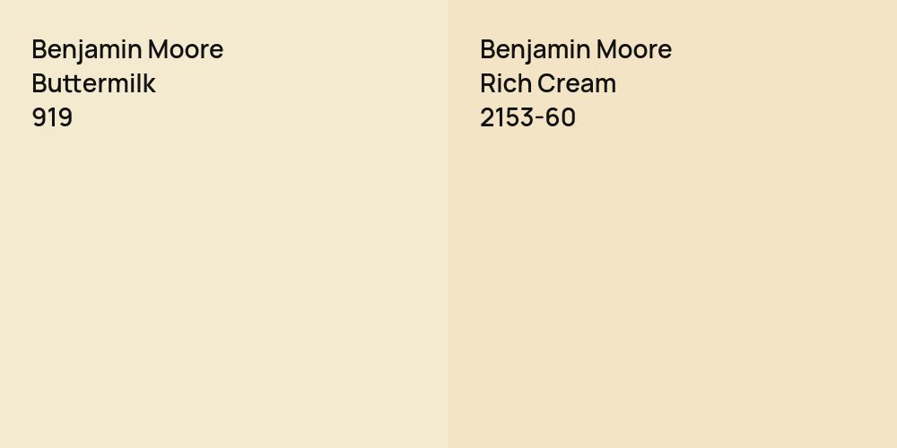 Benjamin Moore Buttermilk vs. Benjamin Moore Rich Cream