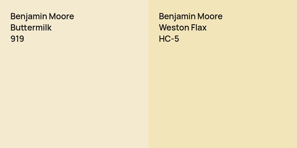 Benjamin Moore Buttermilk vs. Benjamin Moore Weston Flax