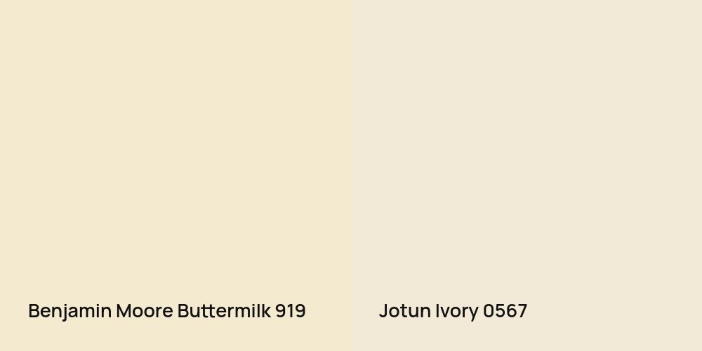 Benjamin Moore Buttermilk vs. Jotun Ivory