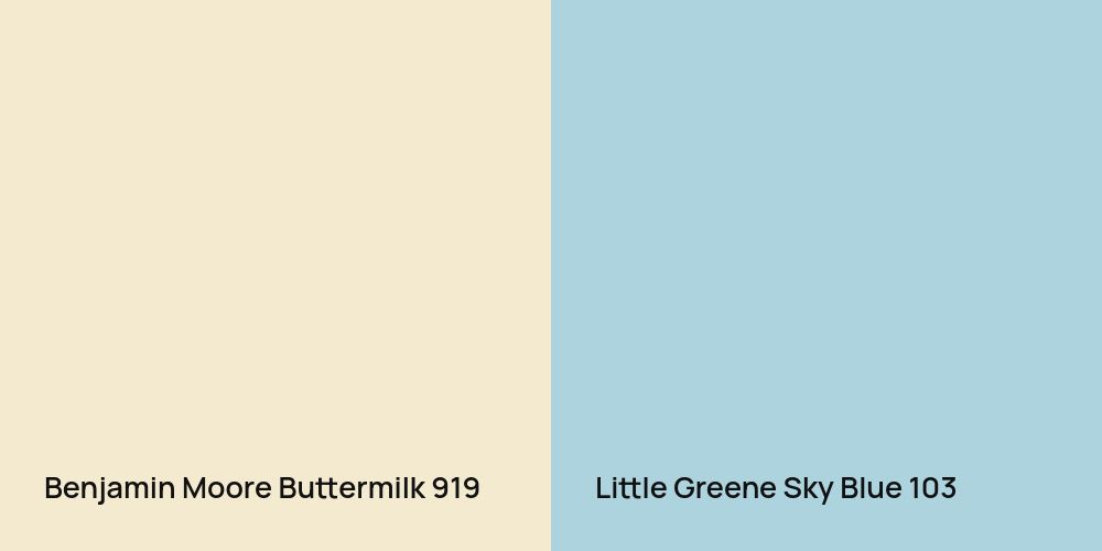 Benjamin Moore Buttermilk vs. Little Greene Sky Blue