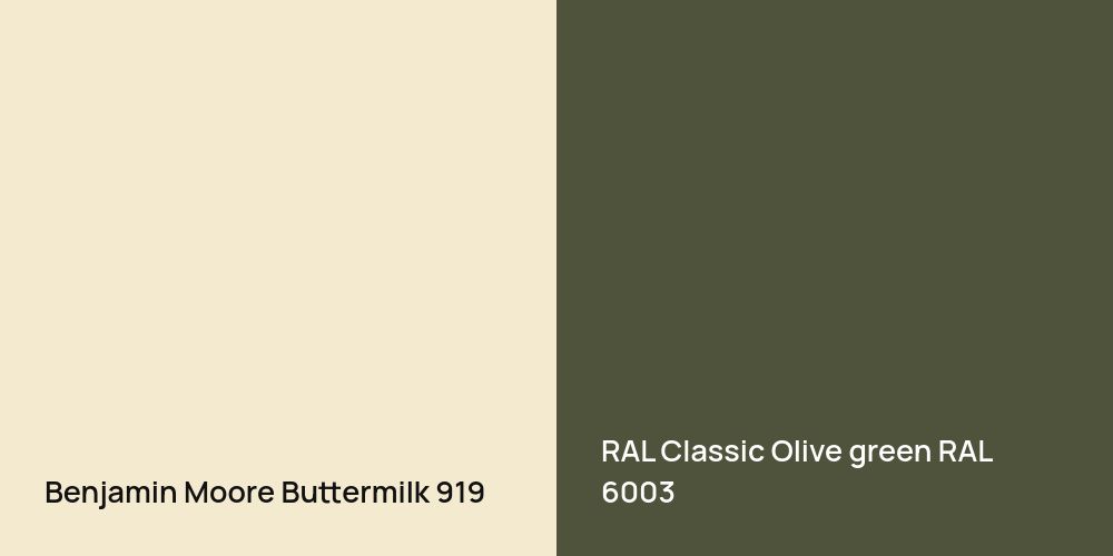 Benjamin Moore Buttermilk vs. RAL Classic  Olive green