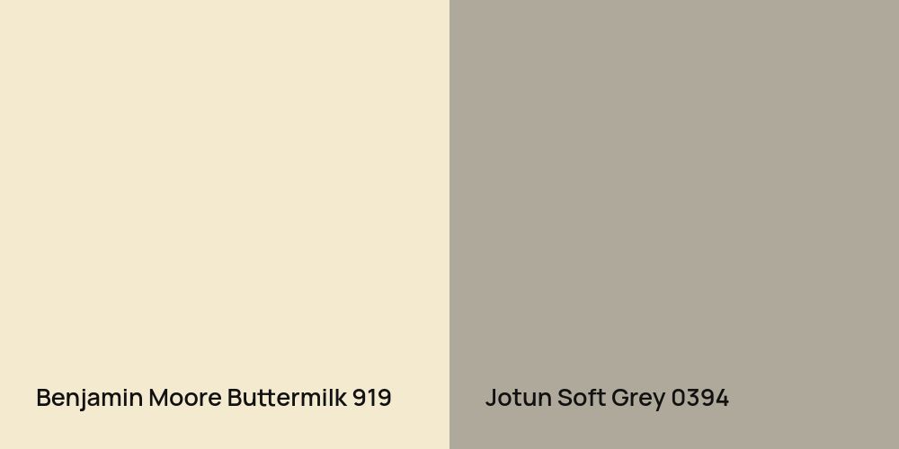 Benjamin Moore Buttermilk vs. Jotun Soft Grey