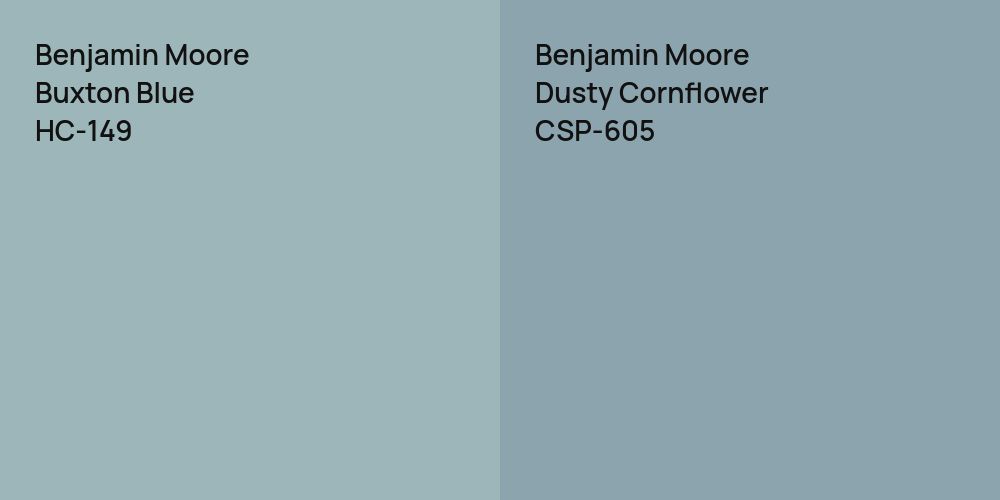 Benjamin Moore Buxton Blue vs. Benjamin Moore Dusty Cornflower