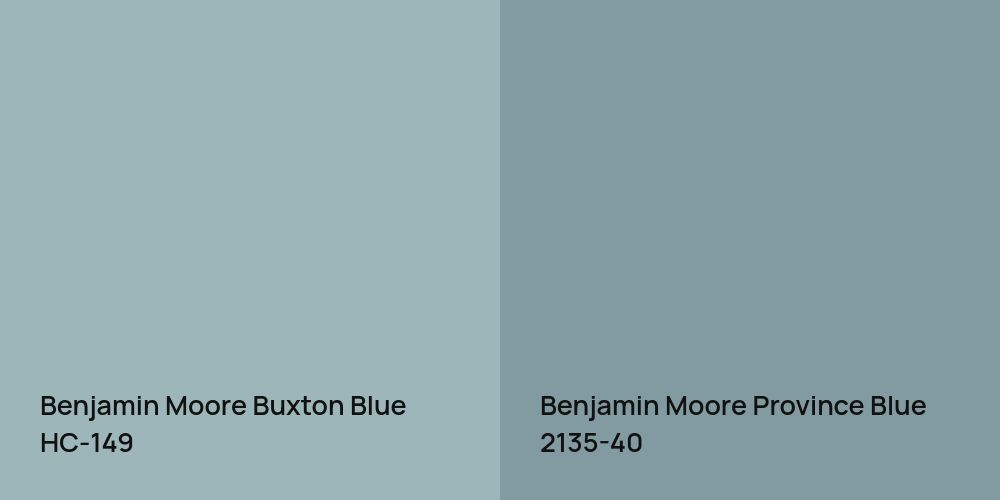 Benjamin Moore Buxton Blue vs. Benjamin Moore Province Blue