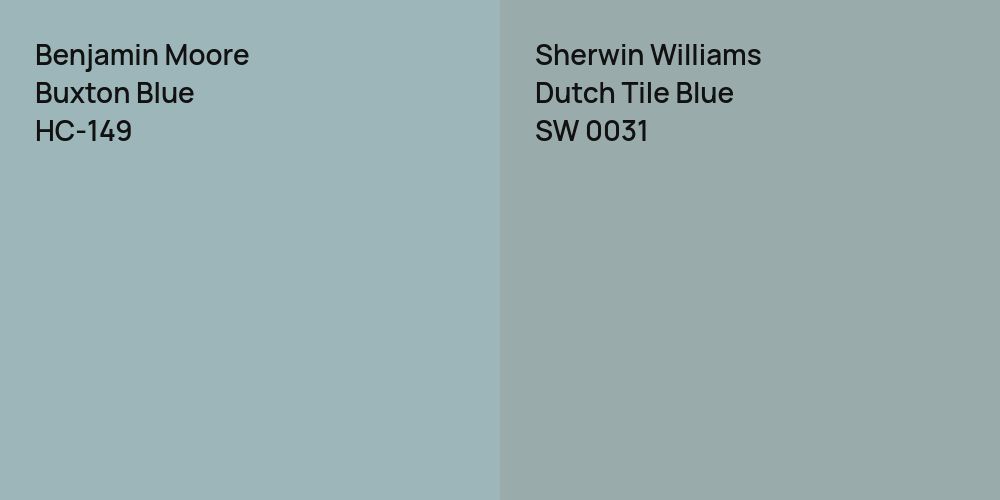 Benjamin Moore Buxton Blue vs. Sherwin Williams Dutch Tile Blue