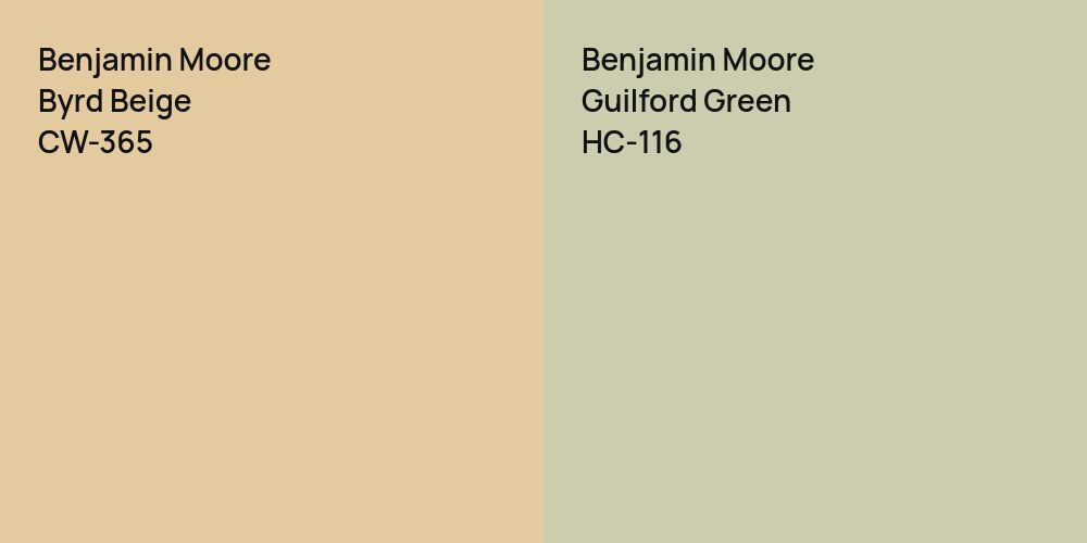 Benjamin Moore Byrd Beige vs. Benjamin Moore Guilford Green