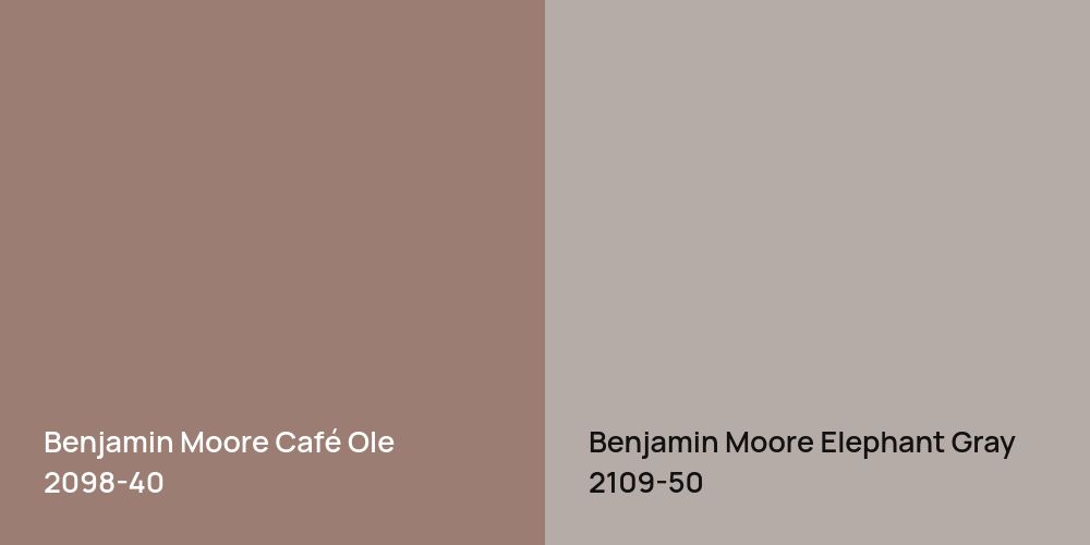 Benjamin Moore Café Ole vs. Benjamin Moore Elephant Gray