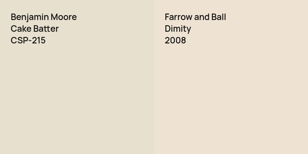 Benjamin Moore Cake Batter vs. Farrow and Ball Dimity