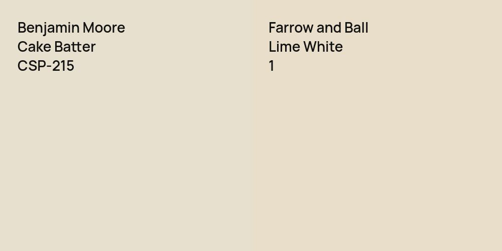 Benjamin Moore Cake Batter vs. Farrow and Ball Lime White