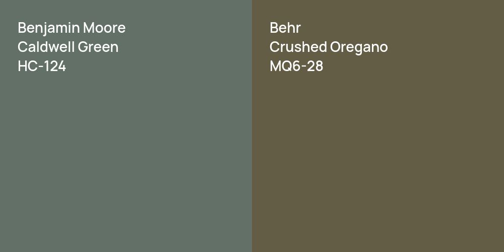 Benjamin Moore Caldwell Green vs. Behr Crushed Oregano