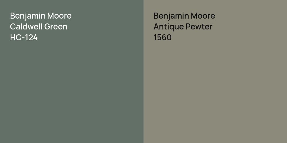 Benjamin Moore Caldwell Green vs. Benjamin Moore Antique Pewter