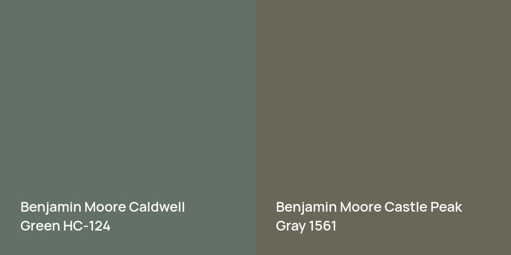 Benjamin Moore Caldwell Green vs. Benjamin Moore Castle Peak Gray