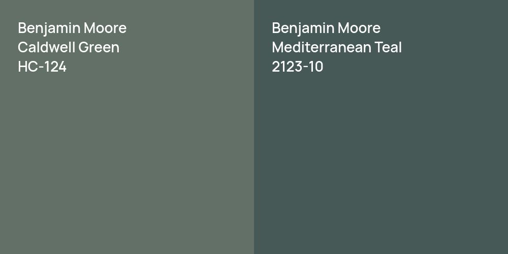 Benjamin Moore Caldwell Green vs. Benjamin Moore Mediterranean Teal