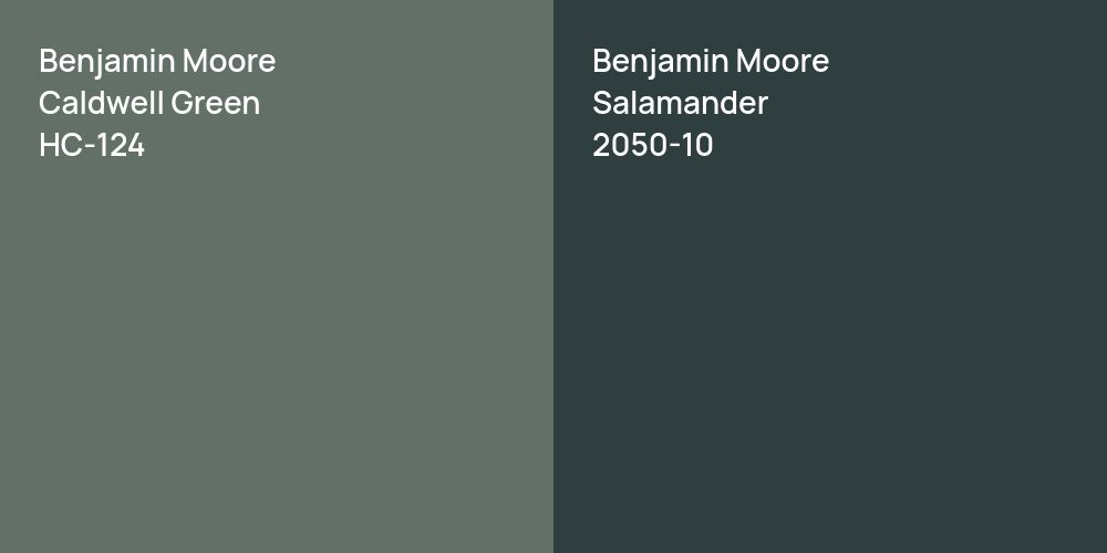 Benjamin Moore Caldwell Green vs. Benjamin Moore Salamander