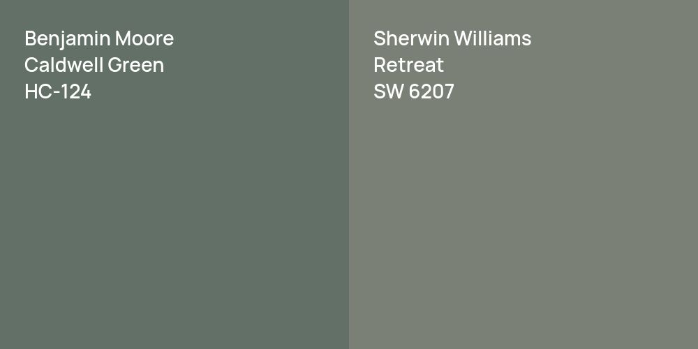 Benjamin Moore Caldwell Green vs. Sherwin Williams Retreat