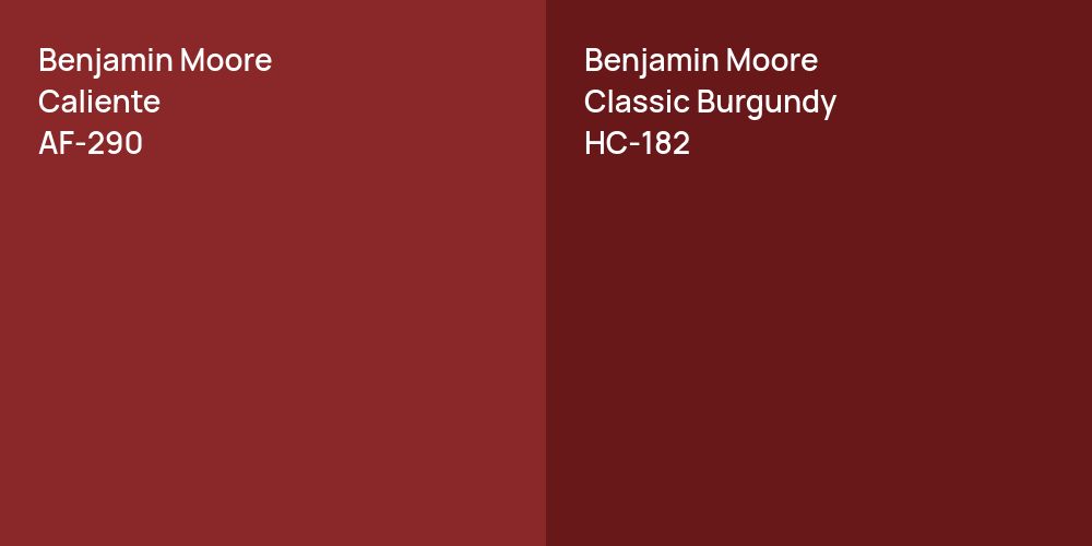 Benjamin Moore Caliente vs. Benjamin Moore Classic Burgundy