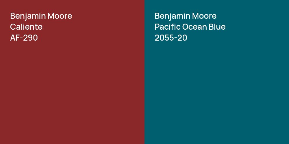 Benjamin Moore Caliente vs. Benjamin Moore Pacific Ocean Blue