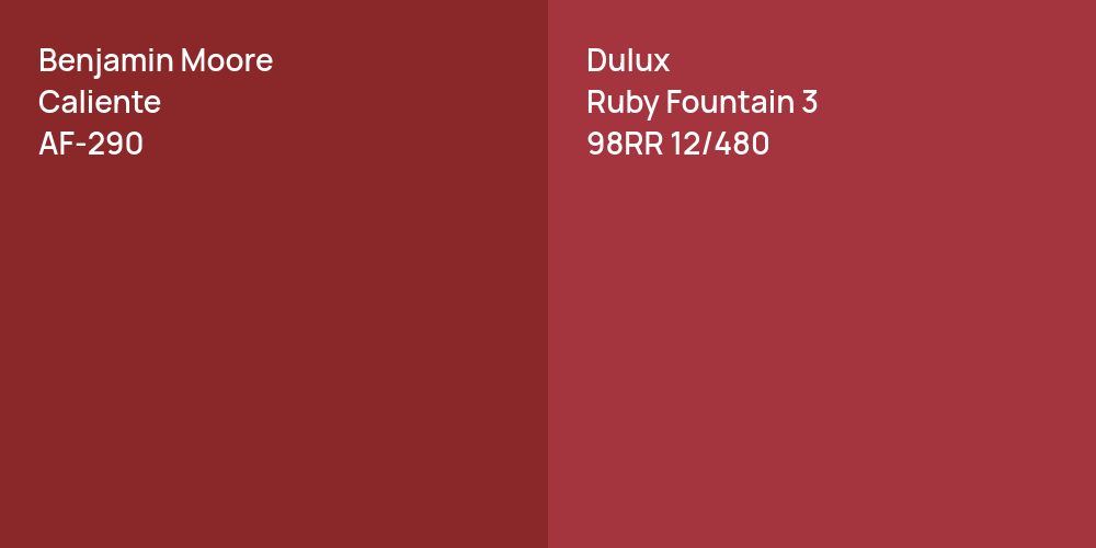 Benjamin Moore Caliente vs. Dulux Ruby Fountain 3