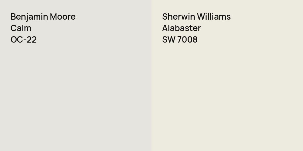 Benjamin Moore Calm vs. Sherwin Williams Alabaster