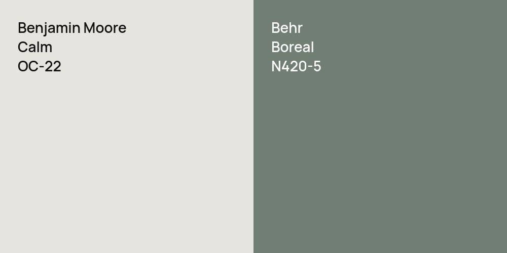 Benjamin Moore Calm vs. Behr Boreal