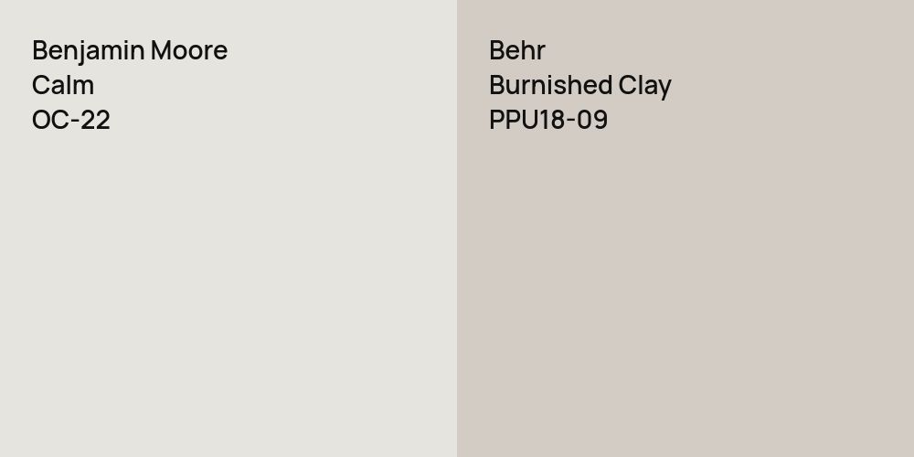 Benjamin Moore Calm vs. Behr Burnished Clay