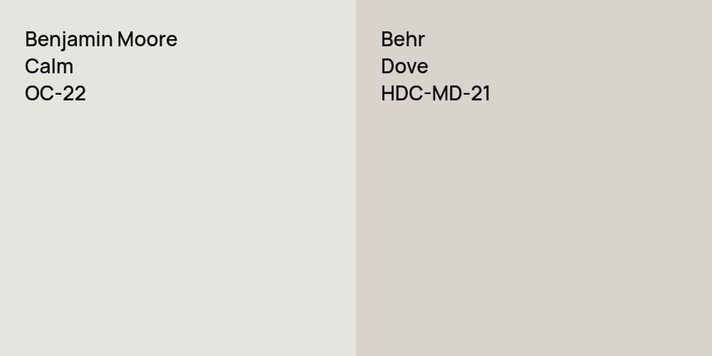 Benjamin Moore Calm vs. Behr Dove