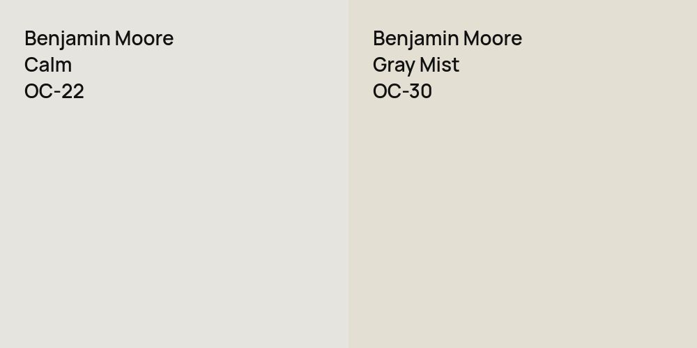 Benjamin Moore Calm vs. Benjamin Moore Gray Mist