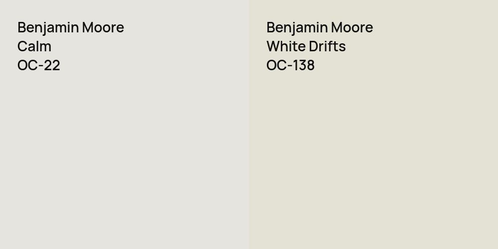 Benjamin Moore Calm vs. Benjamin Moore White Drifts