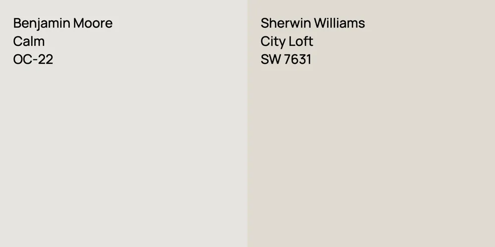 Benjamin Moore Calm vs. Sherwin Williams City Loft