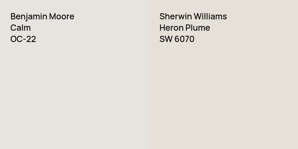 Benjamin Moore Calm vs. Sherwin Williams Heron Plume