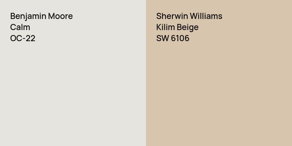 Benjamin Moore Calm vs. Sherwin Williams Kilim Beige