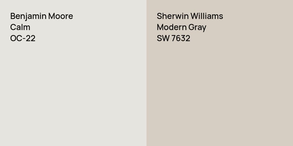 Benjamin Moore Calm vs. Sherwin Williams Modern Gray