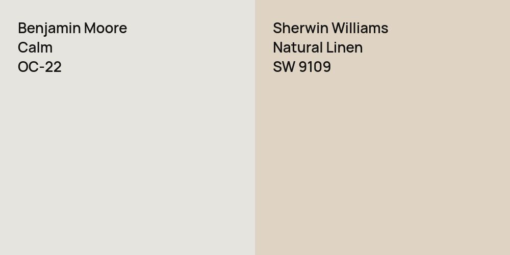 Benjamin Moore Calm vs. Sherwin Williams Natural Linen