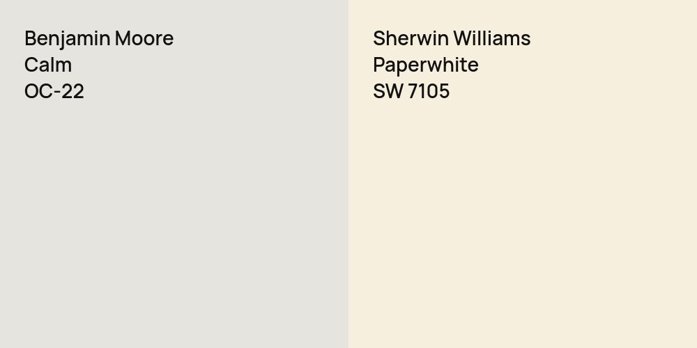 Benjamin Moore Calm vs. Sherwin Williams Paperwhite