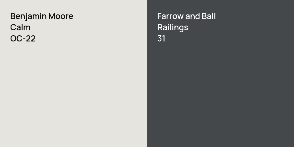 Benjamin Moore Calm vs. Farrow and Ball Railings