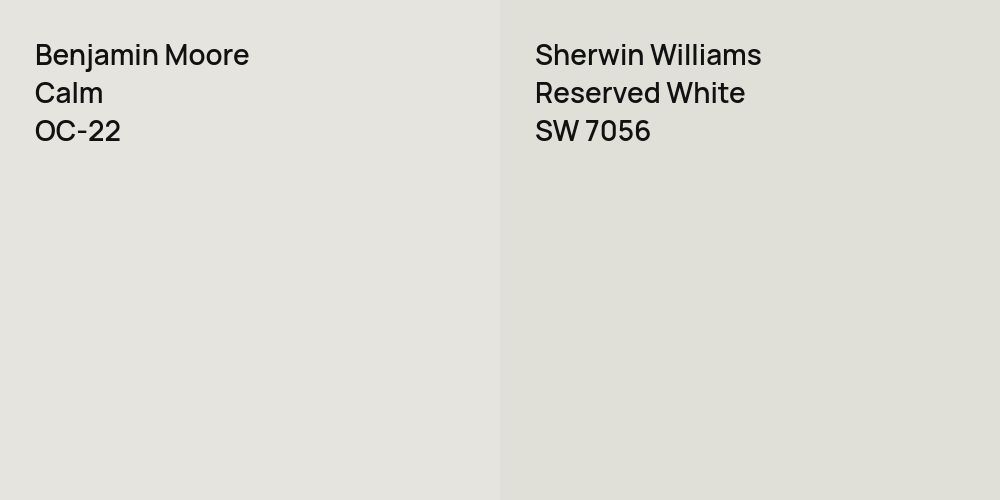 Benjamin Moore Calm vs. Sherwin Williams Reserved White