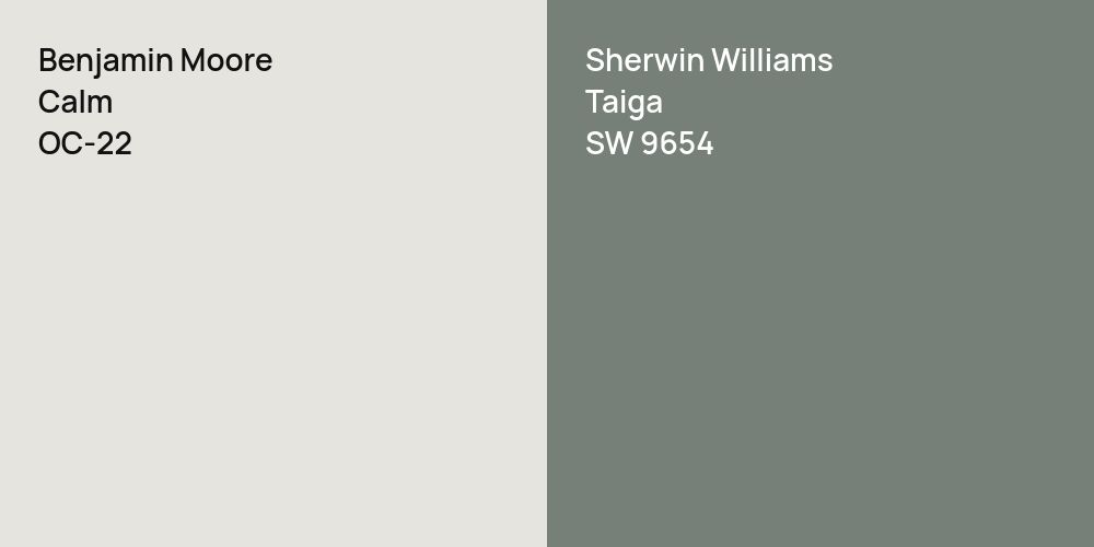 Benjamin Moore Calm vs. Sherwin Williams Taiga