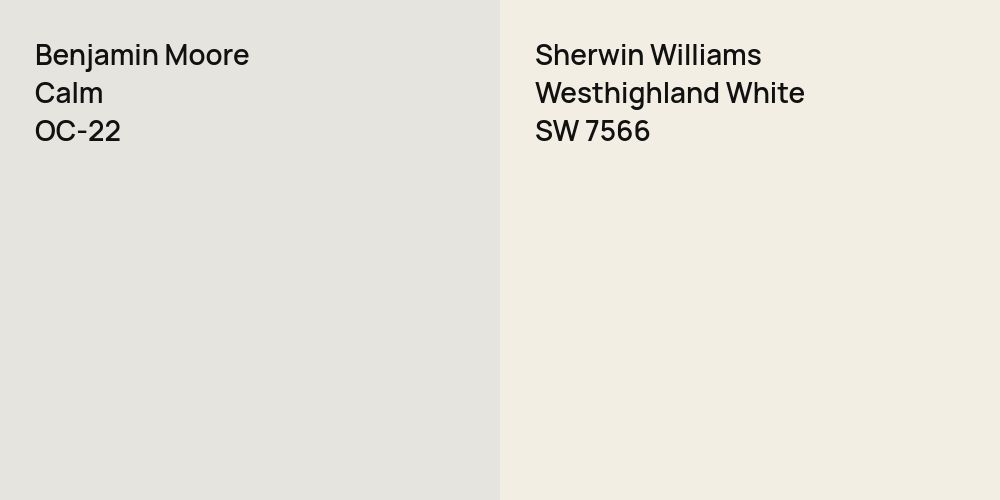 Benjamin Moore Calm vs. Sherwin Williams Westhighland White