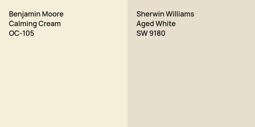 Benjamin Moore Calming Cream vs. Sherwin Williams Aged White