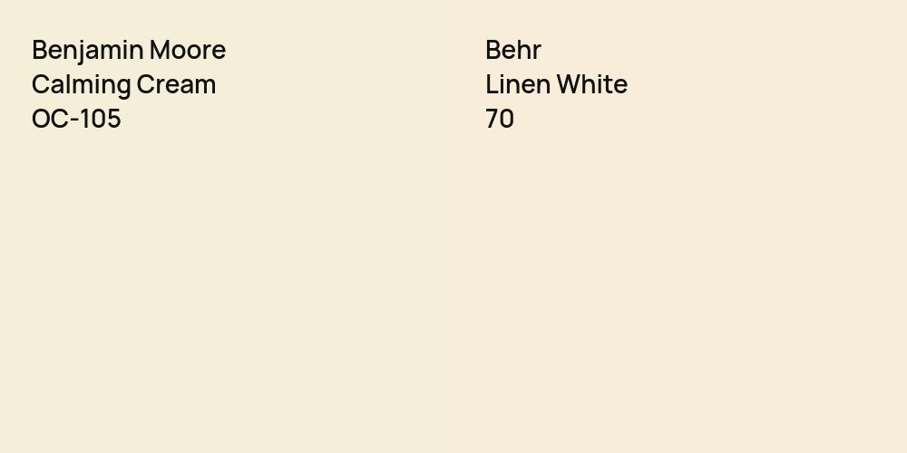 Benjamin Moore Calming Cream vs. Behr Linen White