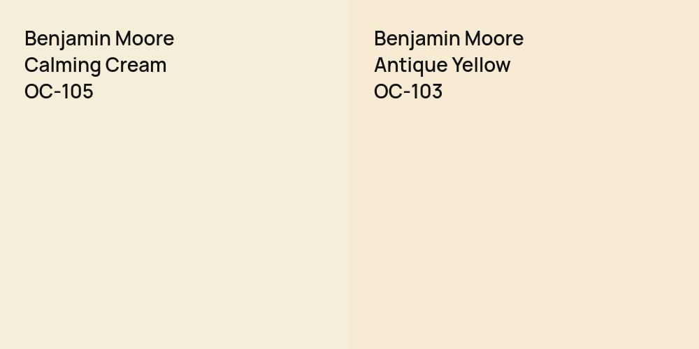 Benjamin Moore Calming Cream vs. Benjamin Moore Antique Yellow