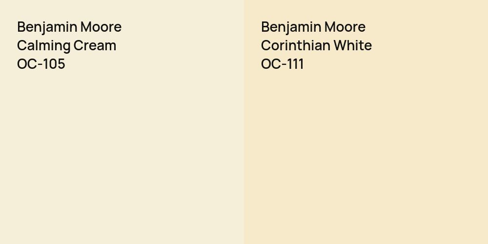 Benjamin Moore Calming Cream vs. Benjamin Moore Corinthian White