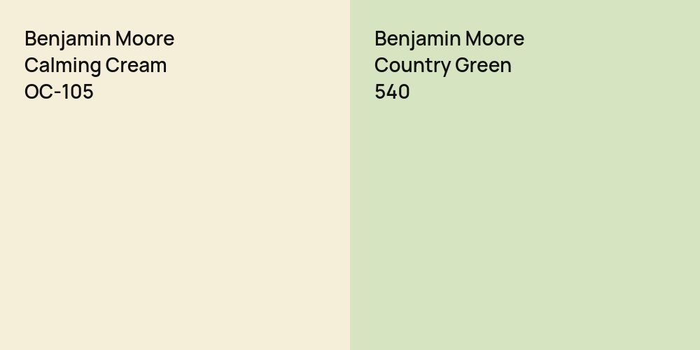 Benjamin Moore Calming Cream vs. Benjamin Moore Country Green