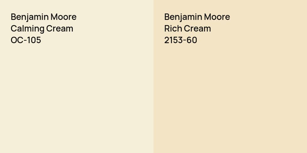 Benjamin Moore Calming Cream vs. Benjamin Moore Rich Cream