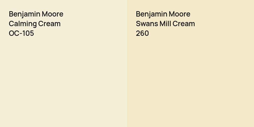 Benjamin Moore Calming Cream vs. Benjamin Moore Swans Mill Cream