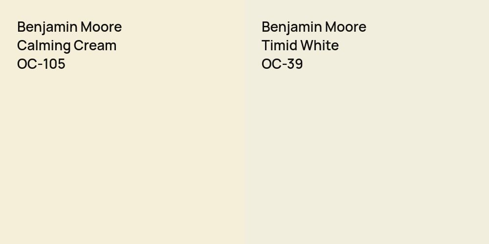 Benjamin Moore Calming Cream vs. Benjamin Moore Timid White