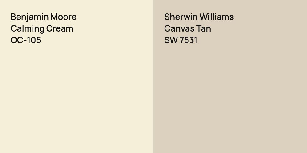 Benjamin Moore Calming Cream vs. Sherwin Williams Canvas Tan