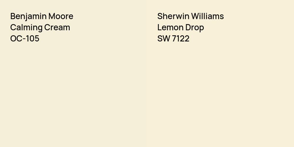 Benjamin Moore Calming Cream vs. Sherwin Williams Lemon Drop