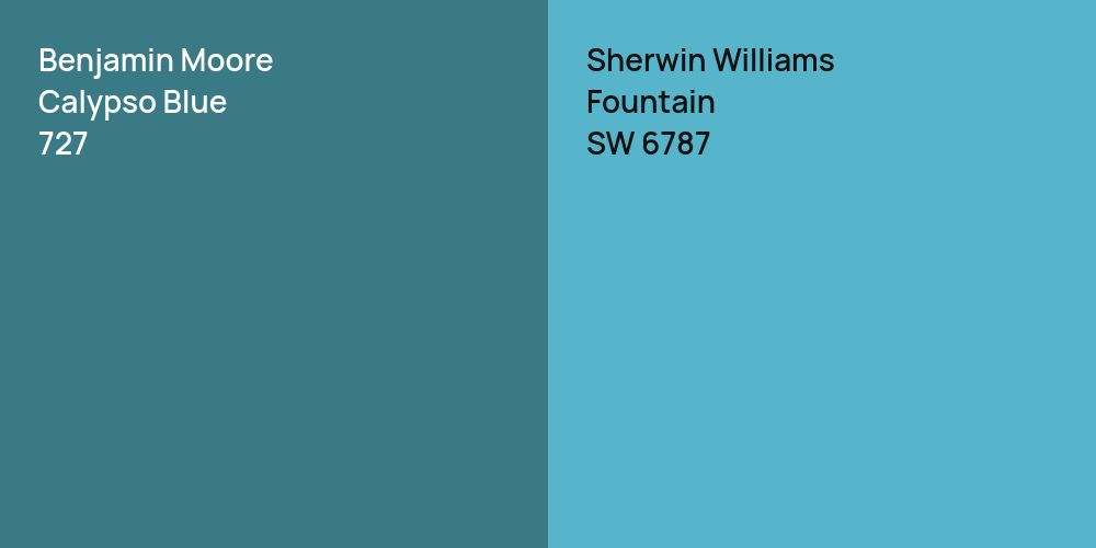 Benjamin Moore Calypso Blue vs. Sherwin Williams Fountain